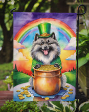 Load image into Gallery viewer, Keeshond St. Patrick’s Day Garden Flag – Dog with Pot of Gold &amp; Rainbow Yard Decor
