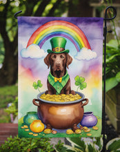 Load image into Gallery viewer, Labrador Retriever St. Patrick’s Day Garden Flag – Dog with Pot of Gold &amp; Rainbow Yard Decor