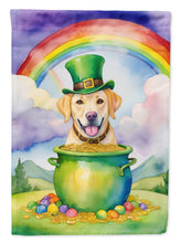 Load image into Gallery viewer, Labrador Retriever St. Patrick’s Day Garden Flag – Dog with Pot of Gold &amp; Rainbow Yard Decor