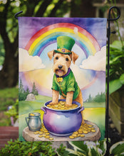 Load image into Gallery viewer, Lakeland Terrier St. Patrick’s Day Garden Flag – Dog with Pot of Gold &amp; Rainbow Yard Decor