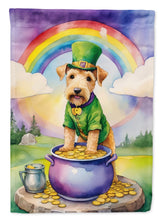Load image into Gallery viewer, Lakeland Terrier St. Patrick’s Day Garden Flag – Dog with Pot of Gold &amp; Rainbow Yard Decor