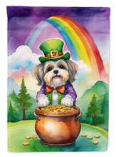 Load image into Gallery viewer, Lhasa Apso St. Patrick’s Day Garden Flag – Dog with Pot of Gold &amp; Rainbow Yard Decor