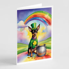 Load image into Gallery viewer, Miniature Pinscher St Patrick's Day Greeting Cards - Blank Note Cards – 8-Pack of Artist-Designed Cards with Envelopes