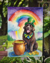Load image into Gallery viewer, Newfoundland St. Patrick’s Day Garden Flag – Dog with Pot of Gold &amp; Rainbow Yard Decor