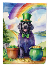 Load image into Gallery viewer, Newfoundland St. Patrick’s Day Garden Flag – Dog with Pot of Gold &amp; Rainbow Yard Decor