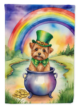 Load image into Gallery viewer, Norfolk Terrier St. Patrick’s Day Garden Flag – Dog with Pot of Gold &amp; Rainbow Yard Decor