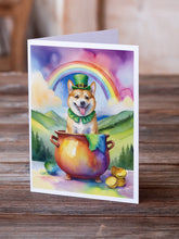 Load image into Gallery viewer, Norwegian Buhund St Patrick's Day Greeting Cards - Blank Note Cards – 8-Pack of Artist-Designed Cards with Envelopes