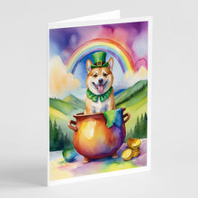 Load image into Gallery viewer, Norwegian Buhund St Patrick's Day Greeting Cards - Blank Note Cards – 8-Pack of Artist-Designed Cards with Envelopes