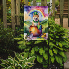 Load image into Gallery viewer, Norwegian Buhund St. Patrick’s Day Garden Flag – Dog with Pot of Gold &amp; Rainbow Yard Decor