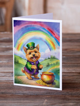 Load image into Gallery viewer, Norwich Terrier St Patrick's Day Greeting Cards - Blank Note Cards – 8-Pack of Artist-Designed Cards with Envelopes