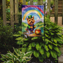 Load image into Gallery viewer, Norwich Terrier St. Patrick’s Day Garden Flag – Dog with Pot of Gold &amp; Rainbow Yard Decor