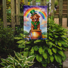 Load image into Gallery viewer, Nova Scotia Duck Tolling Retriever St. Patrick’s Day Garden Flag – Dog with Pot of Gold &amp; Rainbow Yard Decor