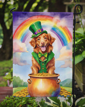 Load image into Gallery viewer, Nova Scotia Duck Tolling Retriever St. Patrick’s Day Garden Flag – Dog with Pot of Gold &amp; Rainbow Yard Decor