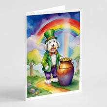 Load image into Gallery viewer, Old English Sheepdog St Patrick's Day Greeting Cards - Blank Note Cards – 8-Pack of Artist-Designed Cards with Envelopes