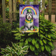 Load image into Gallery viewer, Old English Sheepdog St. Patrick’s Day Garden Flag – Dog with Pot of Gold &amp; Rainbow Yard Decor