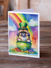 Load image into Gallery viewer, Pekingese St Patrick's Day Greeting Cards - Blank Note Cards – 8-Pack of Artist-Designed Cards with Envelopes