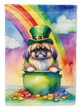 Load image into Gallery viewer, Pekingese St. Patrick’s Day Garden Flag – Dog with Pot of Gold &amp; Rainbow Yard Decor