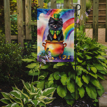 Load image into Gallery viewer, Pomeranian St. Patrick’s Day Garden Flag – Dog with Pot of Gold &amp; Rainbow Yard Decor