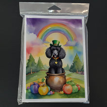 Load image into Gallery viewer, Black Poodle St Patrick's Day Greeting Cards - Blank Note Cards – 8-Pack of Artist-Designed Cards with Envelopes