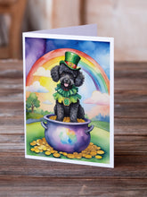 Load image into Gallery viewer, Black Poodle St Patrick's Day Greeting Cards - Blank Note Cards – 8-Pack of Artist-Designed Cards with Envelopes