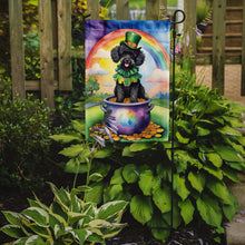 Load image into Gallery viewer, Black Poodle St. Patrick’s Day Garden Flag – Dog with Pot of Gold &amp; Rainbow Yard Decor