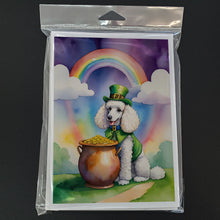 Load image into Gallery viewer, White Poodle St Patrick's Day Greeting Cards - Blank Note Cards – 8-Pack of Artist-Designed Cards with Envelopes