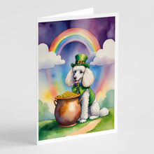 Load image into Gallery viewer, White Poodle St Patrick's Day Greeting Cards - Blank Note Cards – 8-Pack of Artist-Designed Cards with Envelopes