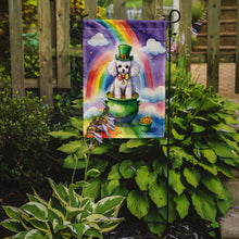 Load image into Gallery viewer, White Poodle St. Patrick’s Day Garden Flag – Dog with Pot of Gold &amp; Rainbow Yard Decor