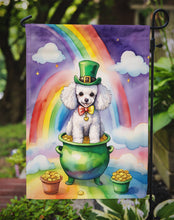 Load image into Gallery viewer, White Poodle St. Patrick’s Day Garden Flag – Dog with Pot of Gold &amp; Rainbow Yard Decor