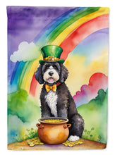 Load image into Gallery viewer, Portuguese Water Dog St. Patrick’s Day Garden Flag – Dog with Pot of Gold &amp; Rainbow Yard Decor