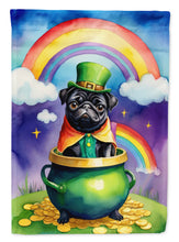 Load image into Gallery viewer, Pug St. Patrick’s Day Garden Flag – Dog with Pot of Gold &amp; Rainbow Yard Decor