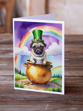 Load image into Gallery viewer, Pug St Patrick's Day Greeting Cards - Blank Note Cards – 8-Pack of Artist-Designed Cards with Envelopes