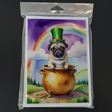 Load image into Gallery viewer, Pug St Patrick's Day Greeting Cards - Blank Note Cards – 8-Pack of Artist-Designed Cards with Envelopes