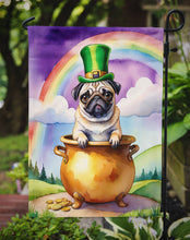 Load image into Gallery viewer, Pug St. Patrick’s Day Garden Flag – Dog with Pot of Gold &amp; Rainbow Yard Decor