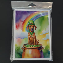 Load image into Gallery viewer, Rhodesian Ridgeback St Patrick's Day Greeting Cards - Blank Note Cards – 8-Pack of Artist-Designed Cards with Envelopes