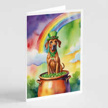 Load image into Gallery viewer, Rhodesian Ridgeback St Patrick's Day Greeting Cards - Blank Note Cards – 8-Pack of Artist-Designed Cards with Envelopes