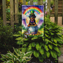 Load image into Gallery viewer, Rottweiler St. Patrick’s Day Garden Flag – Dog with Pot of Gold &amp; Rainbow Yard Decor