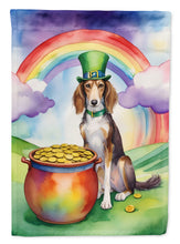 Load image into Gallery viewer, Saluki St. Patrick’s Day Garden Flag – Dog with Pot of Gold &amp; Rainbow Yard Decor