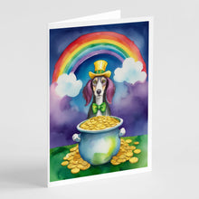 Load image into Gallery viewer, Saluki St Patrick's Day Greeting Cards - Blank Note Cards – 8-Pack of Artist-Designed Cards with Envelopes