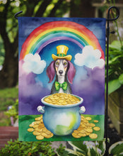 Load image into Gallery viewer, Saluki St. Patrick’s Day Garden Flag – Dog with Pot of Gold &amp; Rainbow Yard Decor