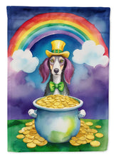 Load image into Gallery viewer, Saluki St. Patrick’s Day Garden Flag – Dog with Pot of Gold &amp; Rainbow Yard Decor