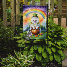 Load image into Gallery viewer, Samoyed St. Patrick’s Day Garden Flag – Dog with Pot of Gold &amp; Rainbow Yard Decor