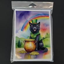 Load image into Gallery viewer, Schipperke St Patrick's Day Greeting Cards - Blank Note Cards – 8-Pack of Artist-Designed Cards with Envelopes