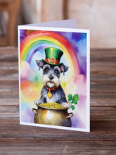 Load image into Gallery viewer, Schnauzer St Patrick's Day Greeting Cards - Blank Note Cards – 8-Pack of Artist-Designed Cards with Envelopes