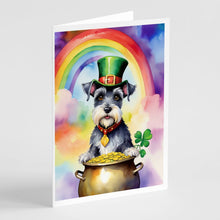 Load image into Gallery viewer, Schnauzer St Patrick's Day Greeting Cards - Blank Note Cards – 8-Pack of Artist-Designed Cards with Envelopes
