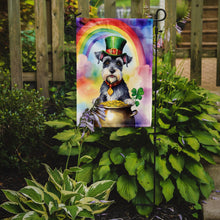 Load image into Gallery viewer, Schnauzer St. Patrick’s Day Garden Flag – Dog with Pot of Gold &amp; Rainbow Yard Decor