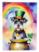 Load image into Gallery viewer, Schnauzer St. Patrick’s Day Garden Flag – Dog with Pot of Gold &amp; Rainbow Yard Decor