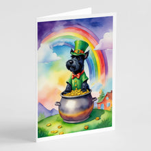 Load image into Gallery viewer, Scottish Terrier St Patrick's Day Greeting Cards - Blank Note Cards – 8-Pack of Artist-Designed Cards with Envelopes