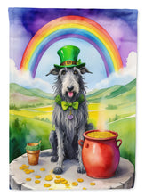 Load image into Gallery viewer, Scottish Deerhound St. Patrick’s Day Garden Flag – Dog with Pot of Gold &amp; Rainbow Yard Decor