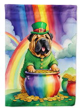 Load image into Gallery viewer, Shar Pei St. Patrick’s Day Garden Flag – Dog with Pot of Gold &amp; Rainbow Yard Decor